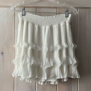 Ramy Brook white ruffle lined mini skirt